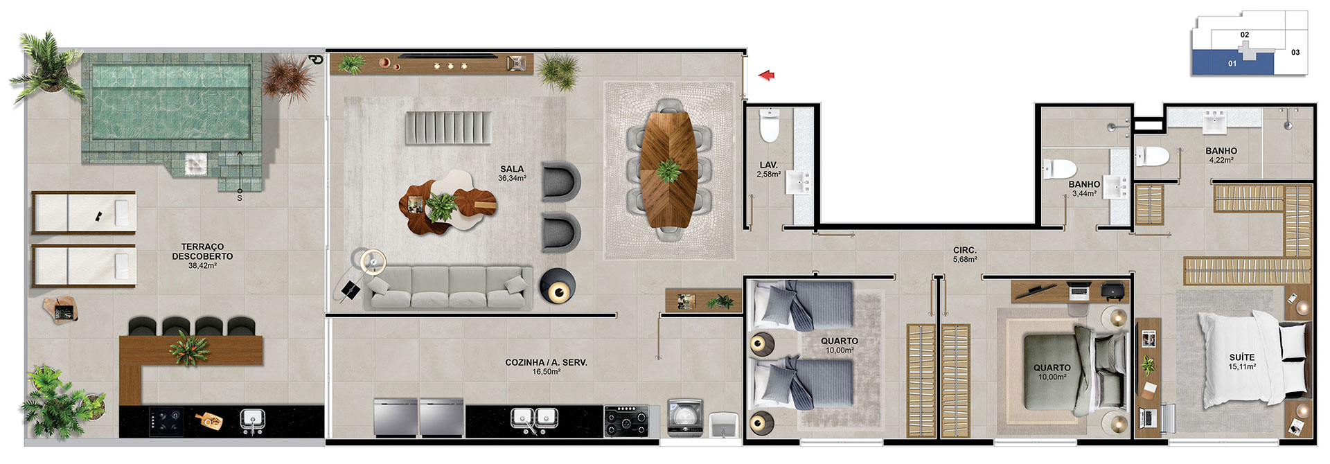 Cobertura 301 - 153 m²