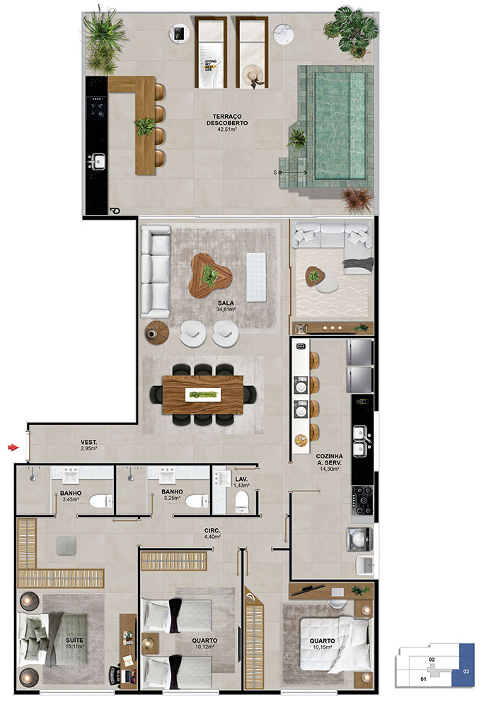 Cobertura 303 - 153,09 m²