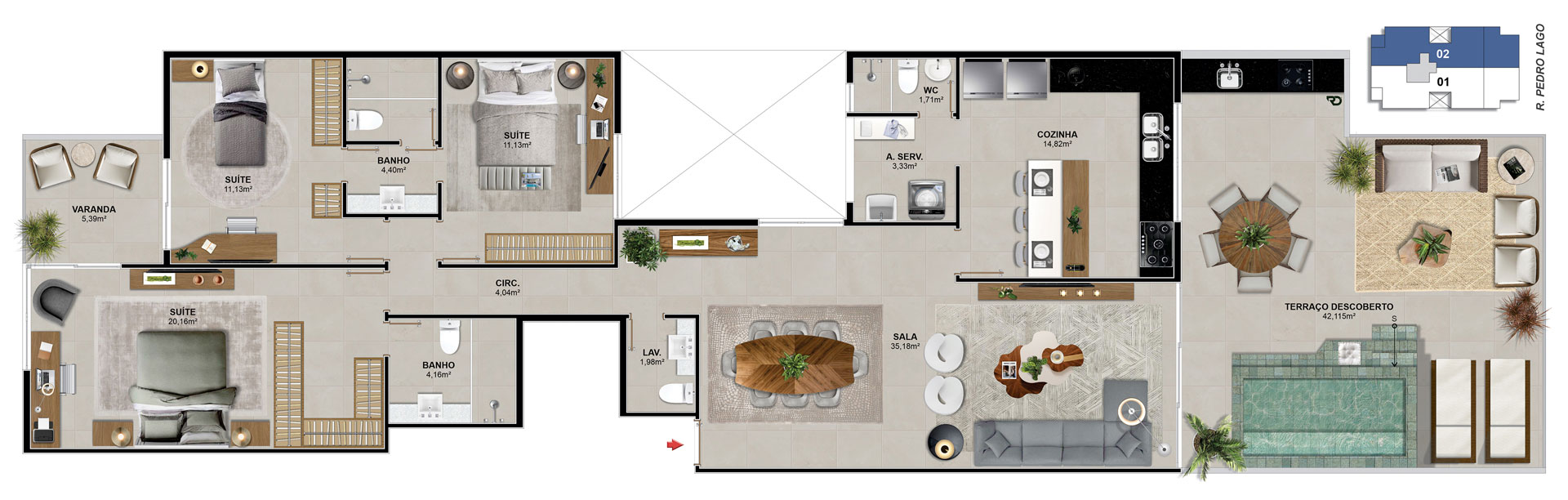 Cobertura 302 - 173,12 m²