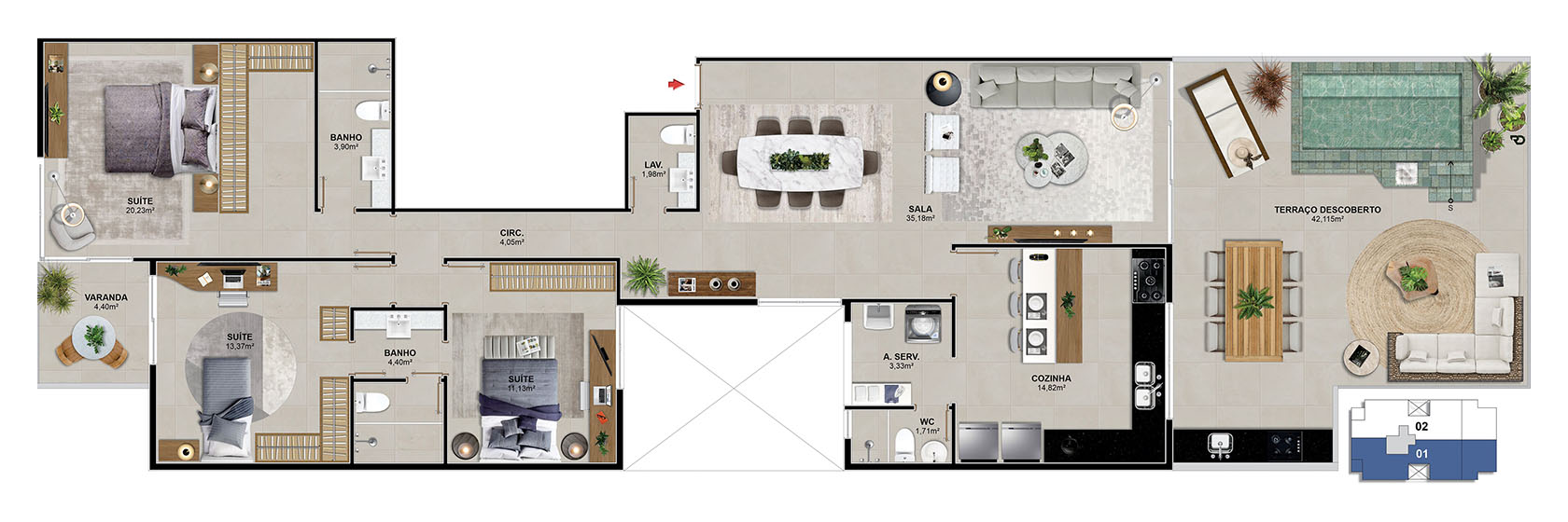 Cobertura 301 - 173,53 m²